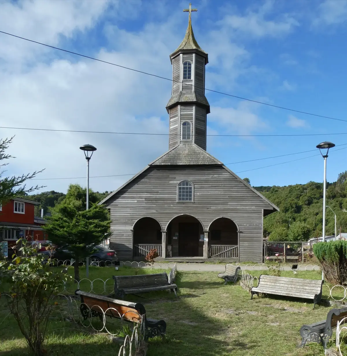 Fachada de la iglesia de San Juan (comuna de Dalcahue). Isla Grande de Chiloé. Chile