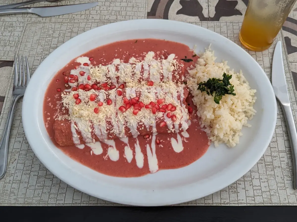 Enchiladas de mole rosa